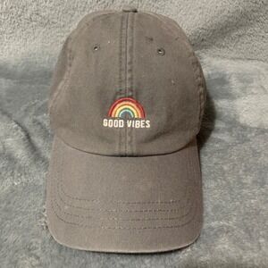 State of Mine Good Vibes Rainbow Baseball Cap Gray Adjustable Dad Hat RN91497